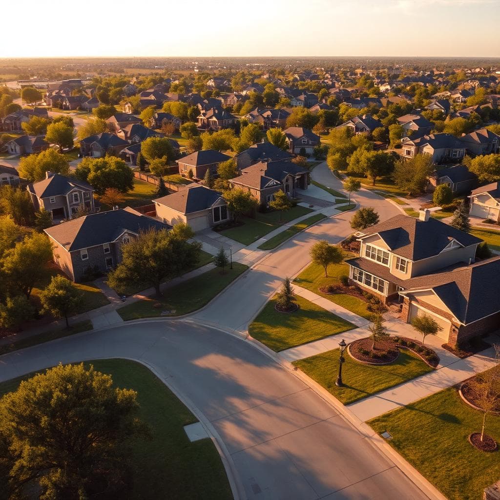 Tree-lined residential street in Allen, Texas