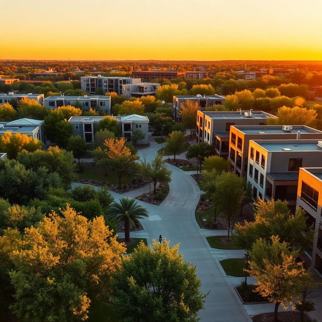 Richardson Texas modern urban development at golden hour