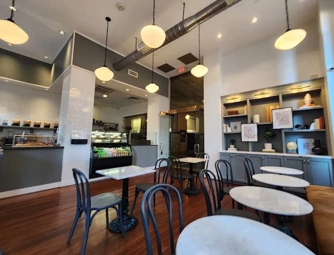 Boxed and Brewed interior service counter and cafe seating