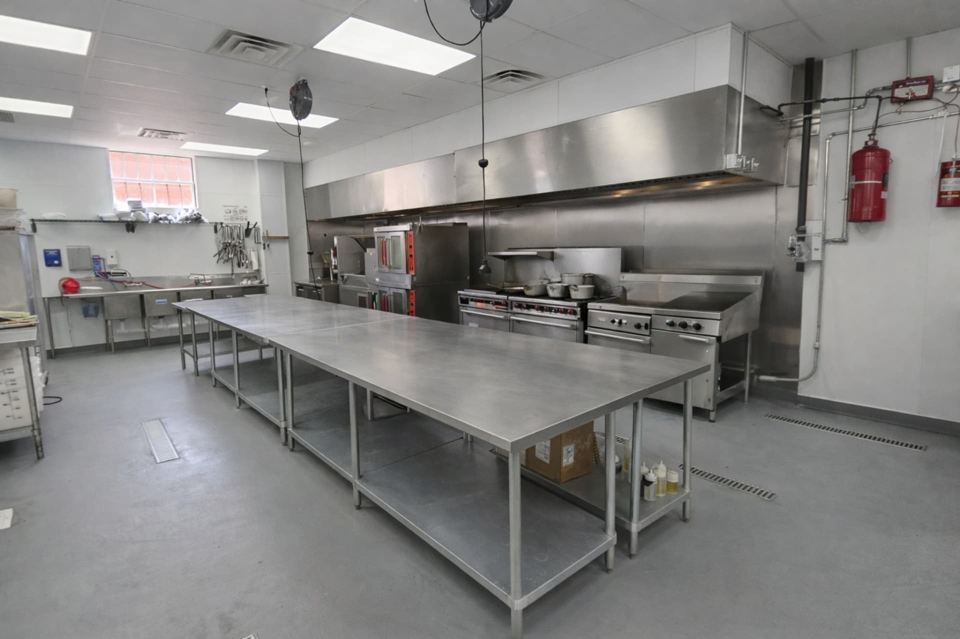 Boxwood Hospitality catering kitchen cook line and prep tables