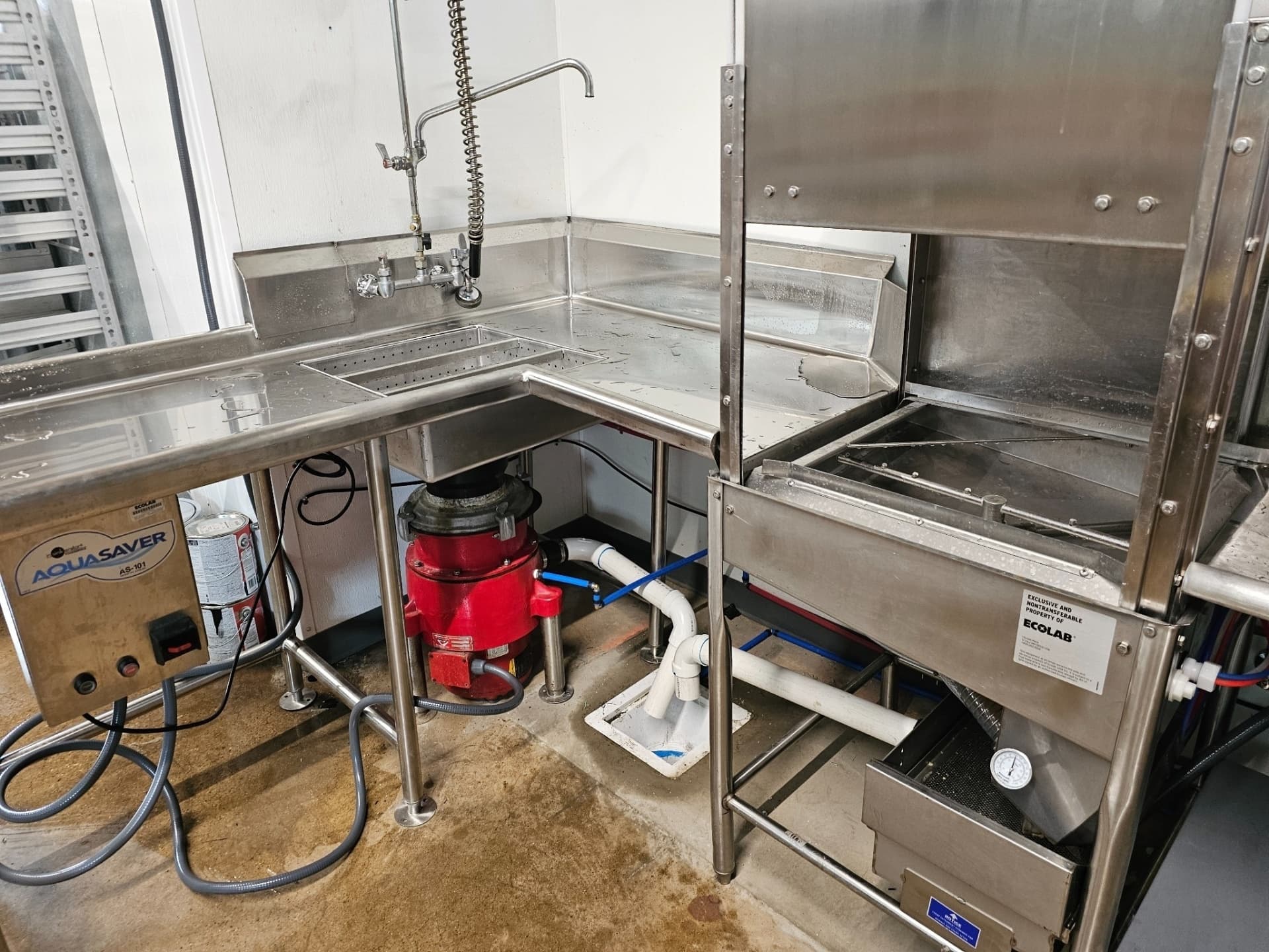 Boxwood Hospitality commercial dishwashing station with equipment integration