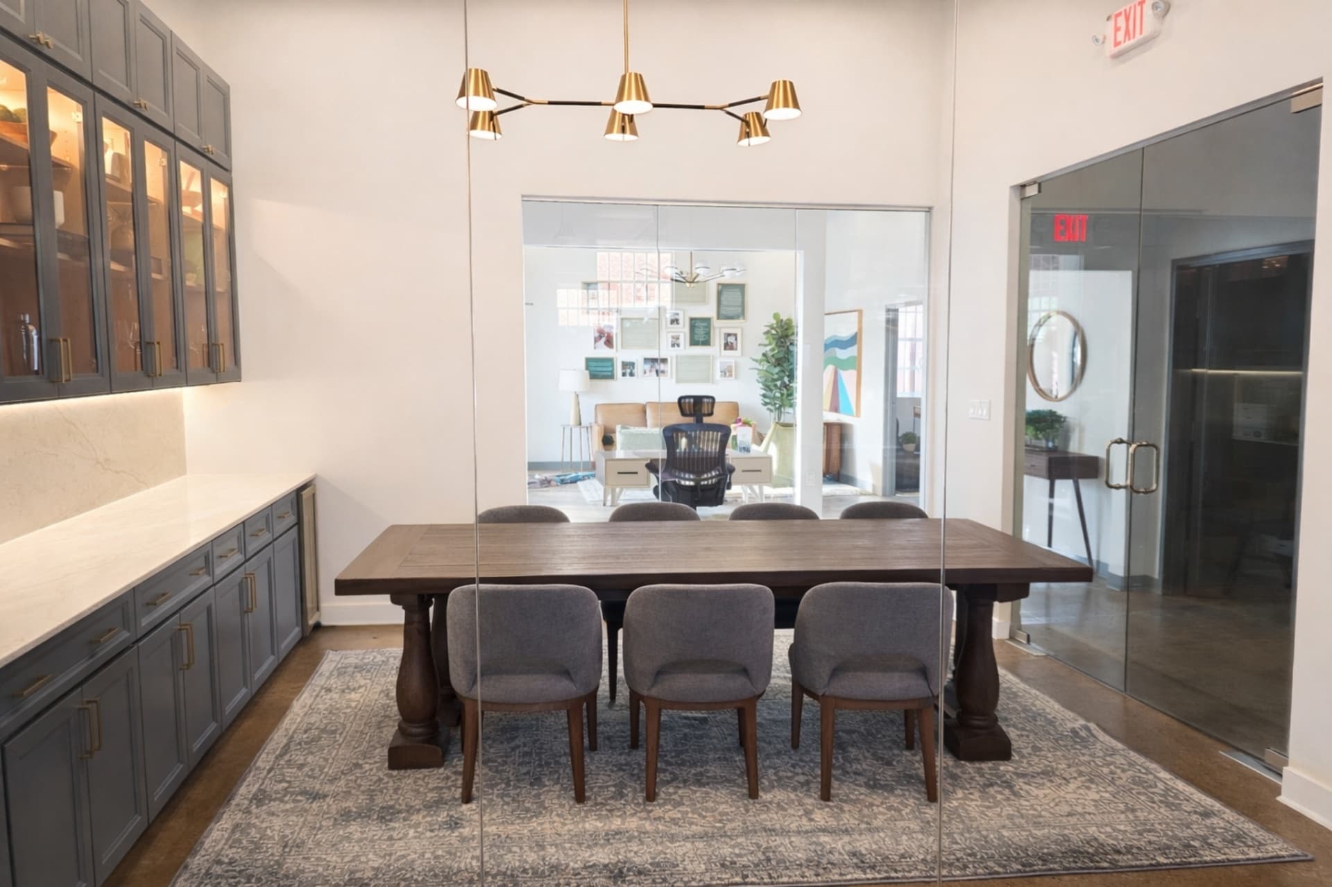 Boxwood Hospitality conference room with custom millwork and glass walls Dallas TX