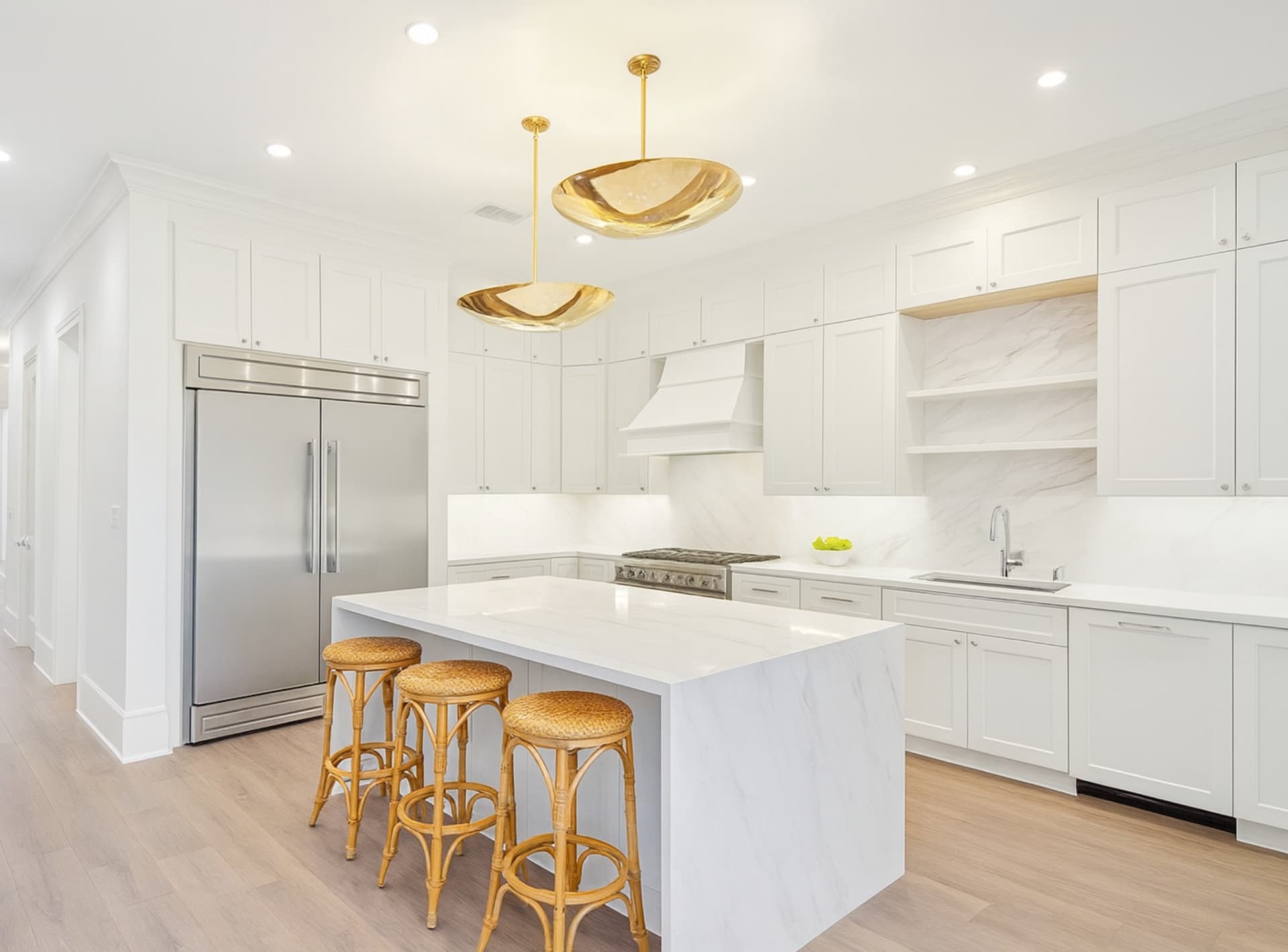 Dallas TX kitchen remodel waterfall island detail