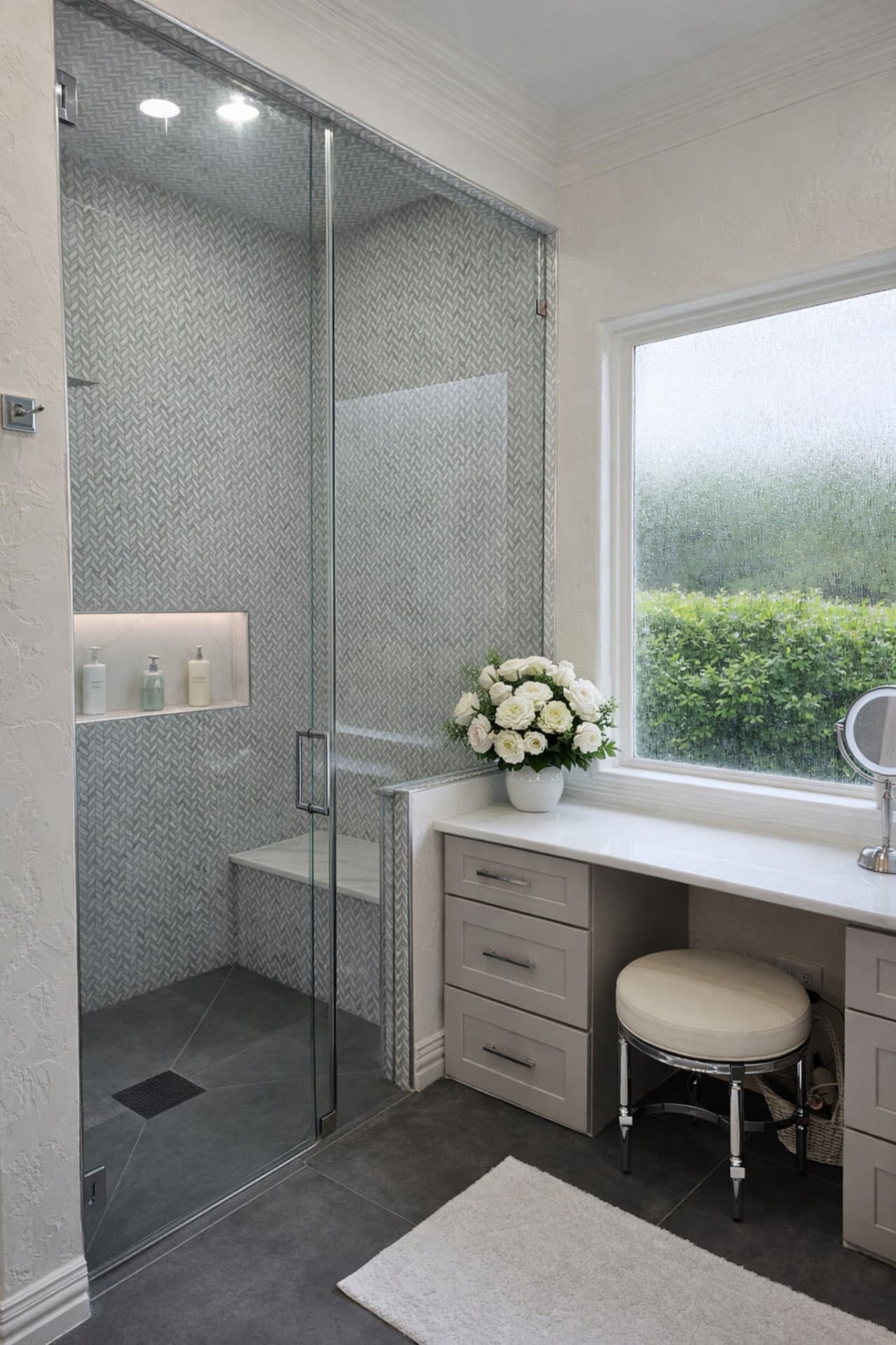 Grapevine TX spa bathroom frameless glass enclosure
