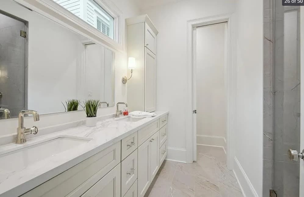Lakewood Dallas TX bathroom remodel double vanity walk-in shower