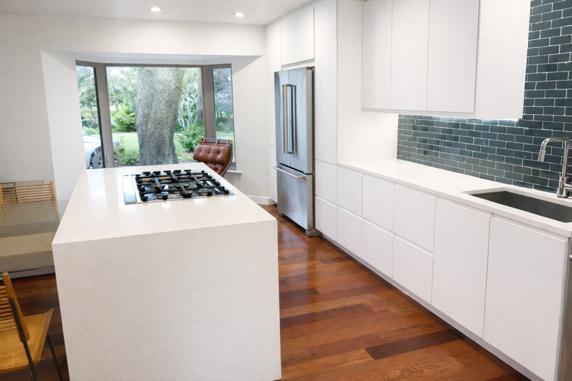 North Dallas kitchen remodel quartz waterfall island