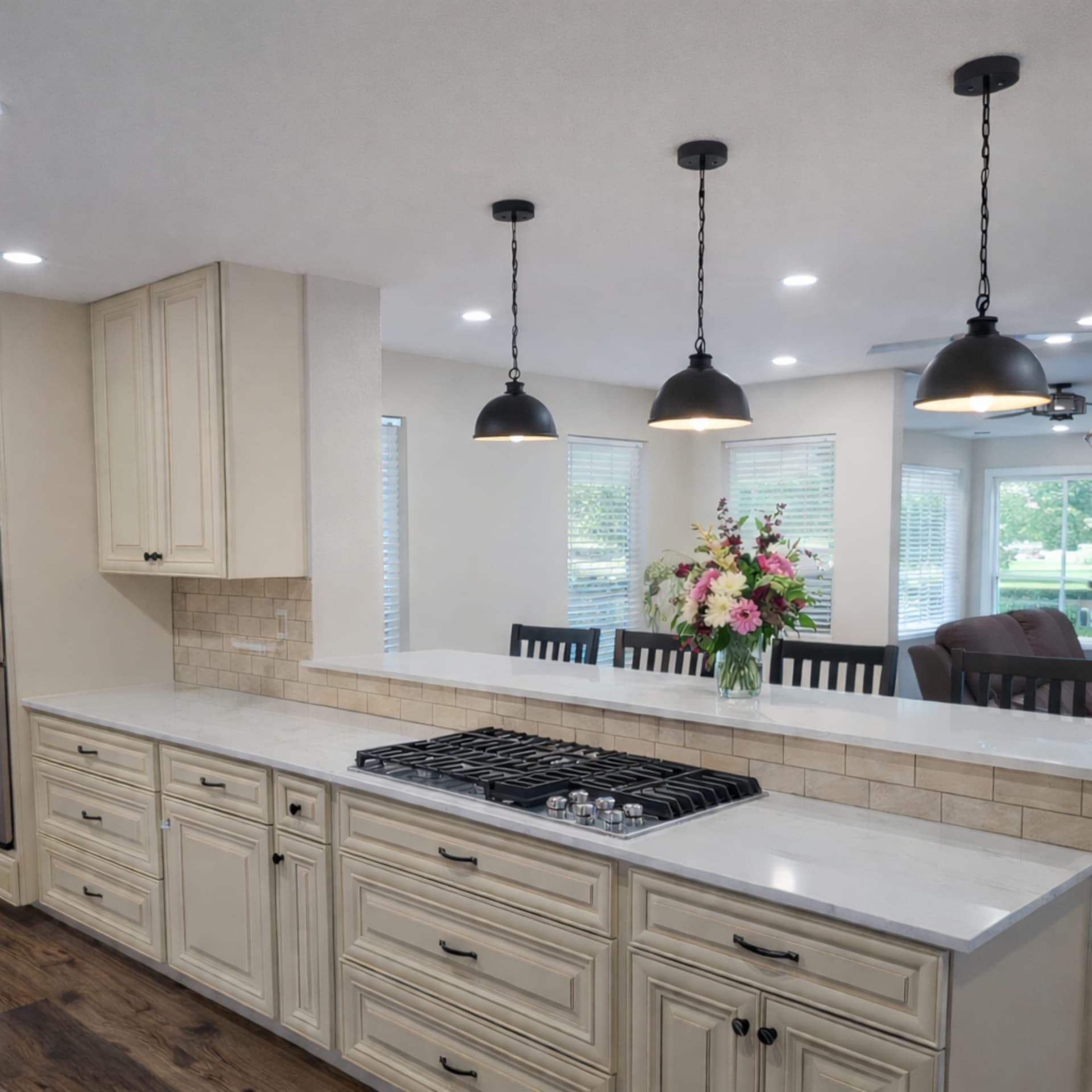 Richardson kitchen remodel wide view with natural light and double oven